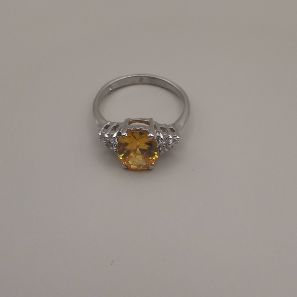 Canary Yellow Stone CZ Sterling Silver Ring - Picture 7 of 9